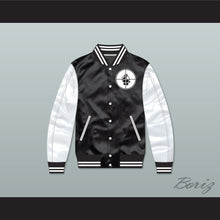 Load image into Gallery viewer, Public Enemy Black/ White Varsity Letterman Satin Bomber Jacket