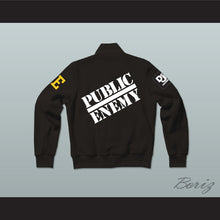 Load image into Gallery viewer, Public Enemy Black Varsity Letterman Jacket-Style Sweatshirt 3