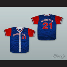 Load image into Gallery viewer, Puerto Rico 21 Blue Button Down Baseball Jersey