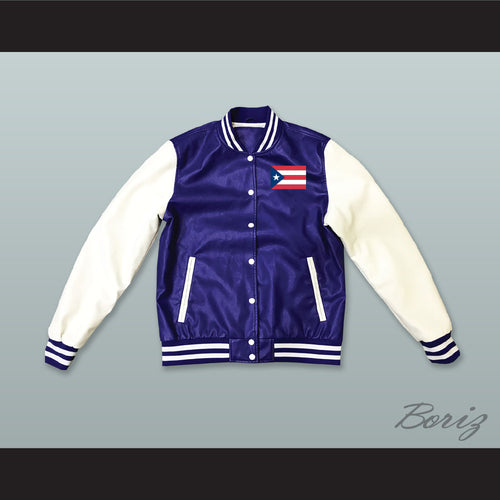 Puerto Rico Blue and White Lab Leather Varsity Letterman Jacket