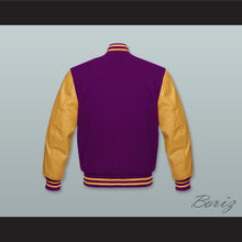 Load image into Gallery viewer, Purple Wool and Yellow Gold Lab Leather Varsity Letterman Jacket