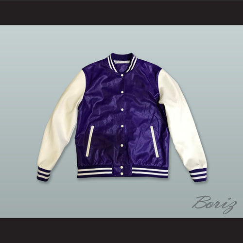Purple and White Lab Leather Varsity Letterman Jacket