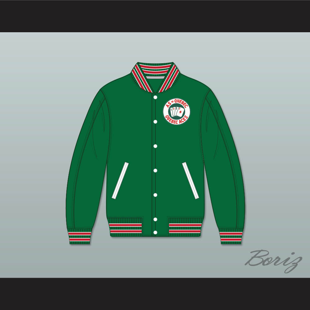 Quebec Aces Green Varsity Letterman Jacket-Style Sweatshirt 1