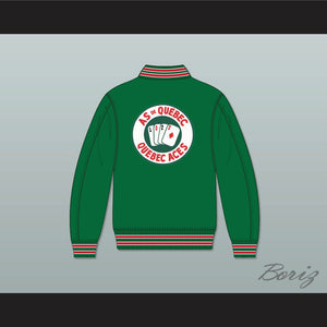 Quebec Aces Green Varsity Letterman Jacket-Style Sweatshirt 1