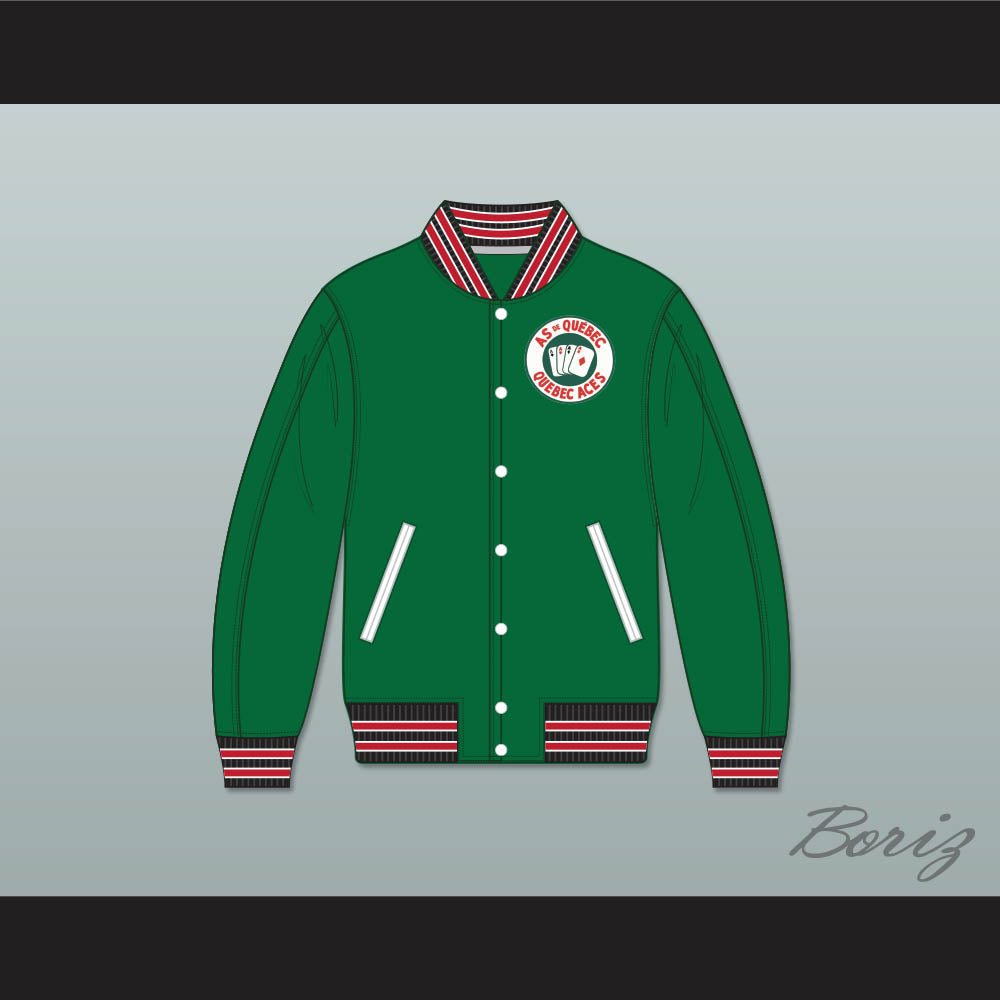 Quebec Aces Green Varsity Letterman Jacket-Style Sweatshirt 2