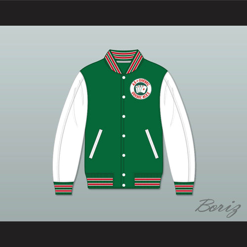 Quebec Aces Green and White Varsity Letterman Jacket-Style Sweatshirt 1