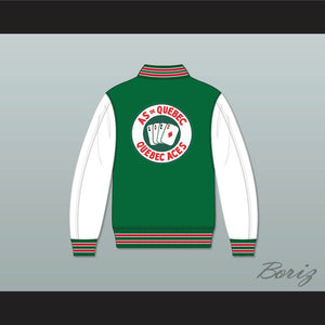 Quebec Aces Green and White Varsity Letterman Jacket-Style Sweatshirt 1