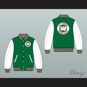 Quebec Aces Green and White Varsity Letterman Jacket-Style Sweatshirt 1