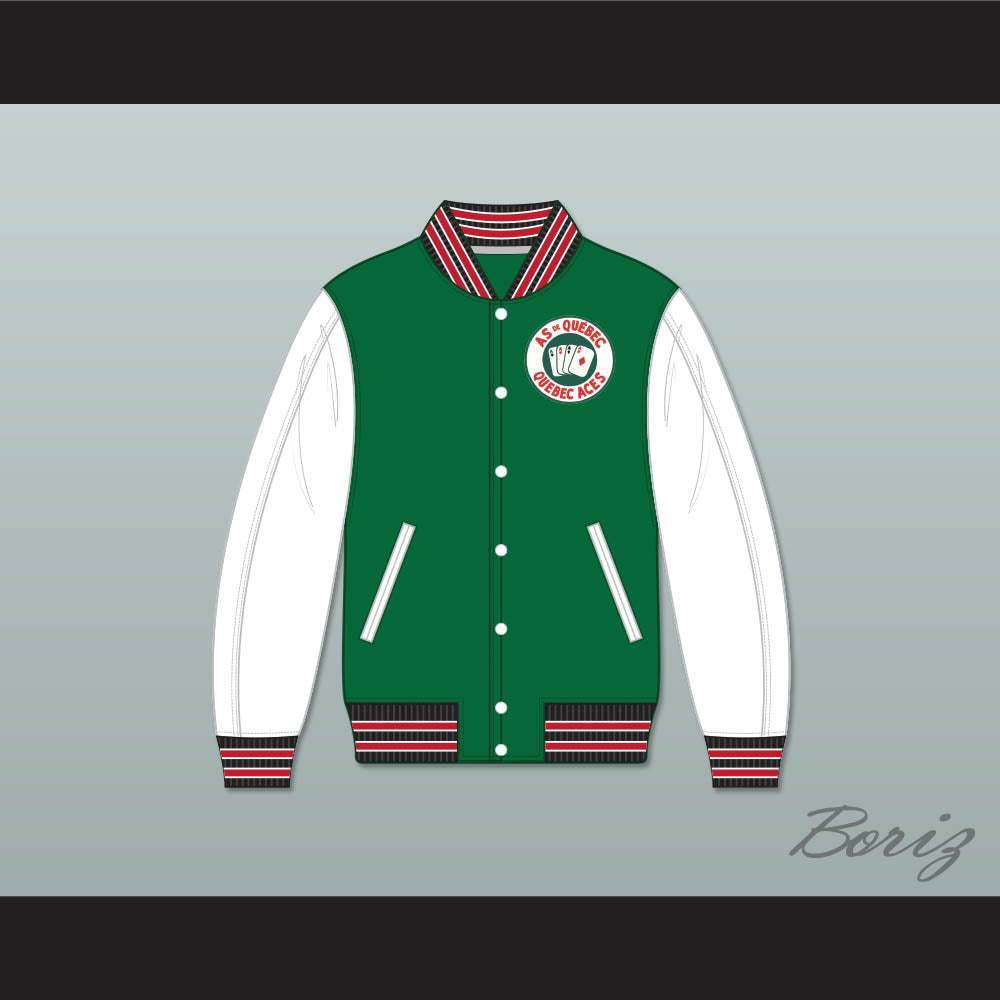 Quebec Aces Green and White Varsity Letterman Jacket-Style Sweatshirt 2