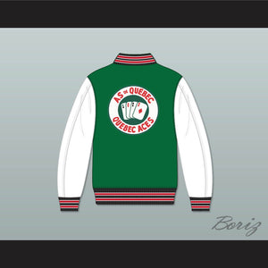 Quebec Aces Green and White Varsity Letterman Jacket-Style Sweatshirt 2