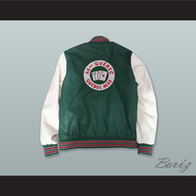 Load image into Gallery viewer, Quebec Aces Green and White Lab Leather Varsity Letterman Jacket