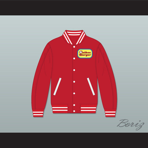 Quikee Burger Red Varsity Letterman Jacket-Style Sweatshirt