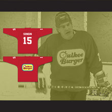 Load image into Gallery viewer, Tommy Songin 15 Quikee Burger Hockey Jersey Stuck on You