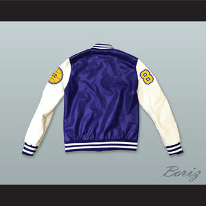 Quincy McCall 22 Crenshaw High School Basketball Blue and White Lab Leather Varsity Letterman Jacket Class of 88 1