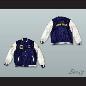 Quincy McCall 22 Crenshaw High School Class of 88 Blue and White Lab Leather Varsity Letterman Jacket
