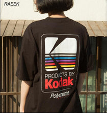 Load image into Gallery viewer, RAEEK 2018 Summer Men Women Tee INS Korea Retro Loose Wild Kodak Letter Short-sleeved KODAK Cotton T shirt