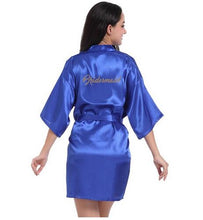 Load image into Gallery viewer, RB71 Fashio Bridal Party Robe Letter Bride on the Robe Back Women Short Satin Wedding Kimono Sleepwear Spa Robes for Ladies
