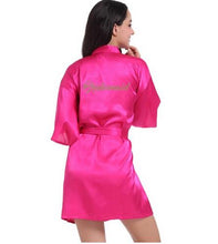 Load image into Gallery viewer, RB71 Fashio Bridal Party Robe Letter Bride on the Robe Back Women Short Satin Wedding Kimono Sleepwear Spa Robes for Ladies