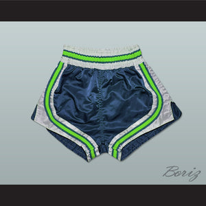 Dark Blue-Light Green-White Retro Style Basketball Shorts