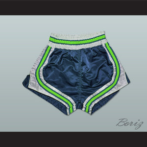 Dark Blue-Light Green-White Retro Style Basketball Shorts