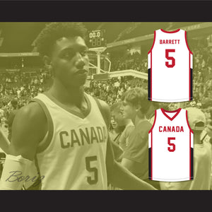 R.J. Barrett 5 Canada White Basketball Jersey