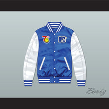 Load image into Gallery viewer, Bricklayers Basketball 7th Annual Rock N' Jock B-Ball Jam 1997 Blue/ White Varsity Letterman Satin Bomber Jacket