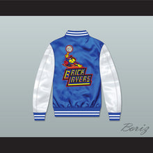 Load image into Gallery viewer, Bricklayers Basketball 7th Annual Rock N' Jock B-Ball Jam 1997 Blue/ White Varsity Letterman Satin Bomber Jacket