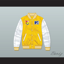 Load image into Gallery viewer, Violators Basketball 7th Annual Rock N' Jock B-Ball Jam 1997 Yellow/ White Varsity Letterman Satin Bomber Jacket