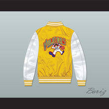 Load image into Gallery viewer, Violators Basketball 7th Annual Rock N' Jock B-Ball Jam 1997 Yellow/ White Varsity Letterman Satin Bomber Jacket