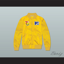Load image into Gallery viewer, Violators Basketball 7th Annual Rock N' Jock B-Ball Jam 1997 Yellow Varsity Letterman Satin Bomber Jacket