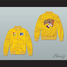 Load image into Gallery viewer, Violators Basketball 7th Annual Rock N' Jock B-Ball Jam 1997 Yellow Varsity Letterman Satin Bomber Jacket