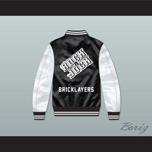 Bricklayers Basketball 3rd Annual Rock N' Jock B-Ball Jam Black/ White Varsity Letterman Satin Bomber Jacket