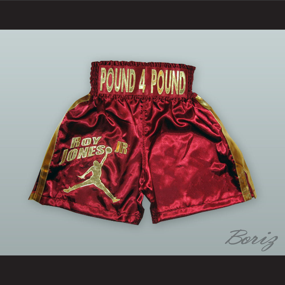Roy Jones Jr. Maroon/Gold Boxing Shorts