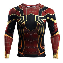 Load image into Gallery viewer, Raglan Sleeve Spiderman 3D Printed T shirts Men Compression Shirts Long Sleeve Training Tops Tees Gyms Fitness T-shirt Rashguard