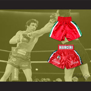 Ray 'Boom Boom' Mancini Red Boxing Shorts with Embroidered Flags Patch