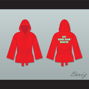 Ray 'Boom Boom' Mancini Red Satin Half Boxing Robe with Hood