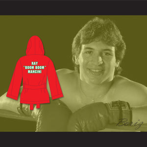 Ray 'Boom Boom' Mancini Red Satin Half Boxing Robe with Hood