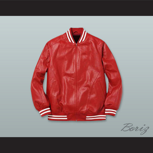 Red Lab Leather Zip Up Varsity Letterman Jacket
