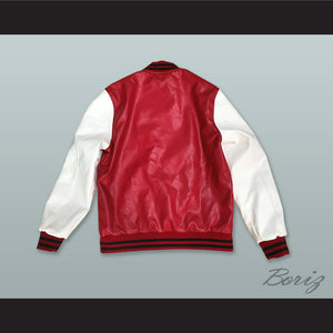 Red and White Lab Leather Varsity Letterman Jacket
