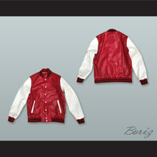 Load image into Gallery viewer, Red and White Lab Leather Varsity Letterman Jacket