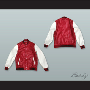 Red and White Lab Leather Varsity Letterman Jacket
