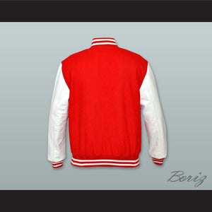 Red Wool and White Lab Leather Varsity Letterman Jacket