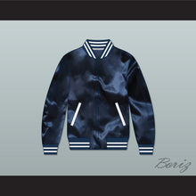 Load image into Gallery viewer, Reigning Champ Navy Blue Varsity Letterman Satin Bomber Jacket