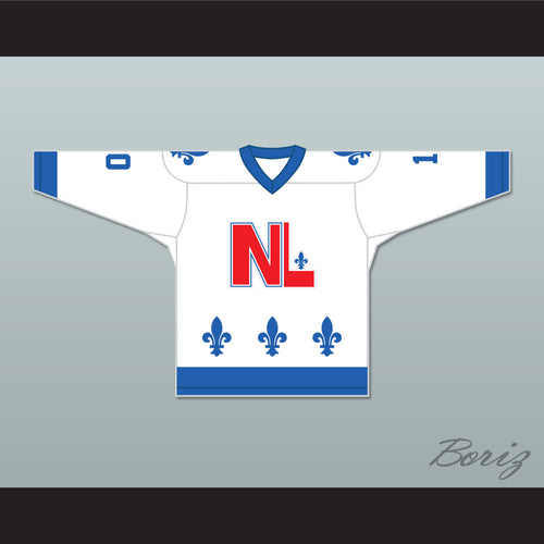 René Laberge 10 Le National de Québec White Hockey Jersey- Lance et compte (He Shoots, He Scores)