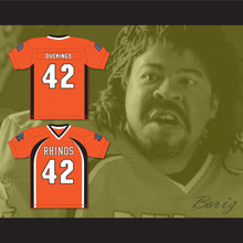 Load image into Gallery viewer, Equine Duckings 42 Rhinos Football Jersey with Patches Key &amp; Peele