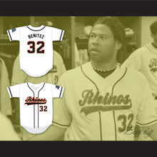 Load image into Gallery viewer, Raffy Benitez 32 Rhinos White Baseball Jersey with Patch Key &amp; Peele Slap Ass