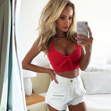 Load image into Gallery viewer, Ribbed Bow Tie Camisole Tank Tops Women Summer Basic Crop Top Streetwear Fashion 2018 Cool Girls Cropped Tees Camis