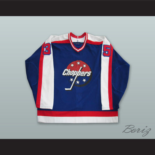 Rick Knickle 35 Albany Choppers Blue Hockey Jersey