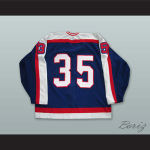 Rick Knickle 35 Albany Choppers Blue Hockey Jersey