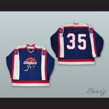 Load image into Gallery viewer, Rick Knickle 35 Albany Choppers Blue Hockey Jersey